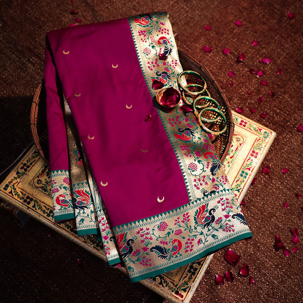 NOZ2TOZ Women Purple Paithani Silk Saree - Distacart