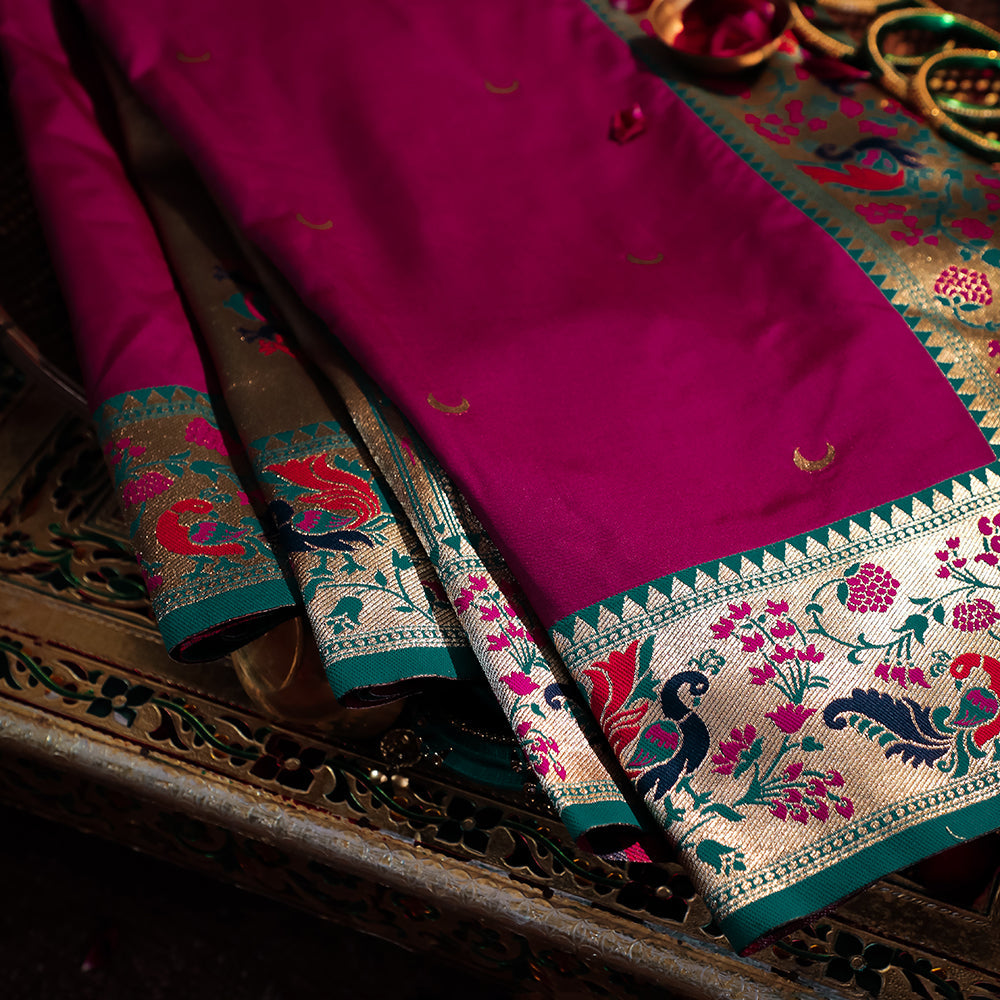 NOZ2TOZ Women Purple Paithani Silk Saree - Distacart