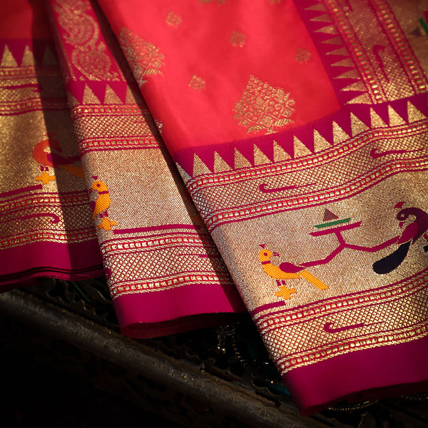 NOZ2TOZ Women Pink Paithani Silk Saree - Distacart