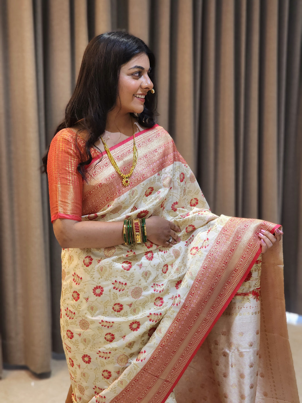 NOZ2TOZ Women Red Jaal Katan Silk Saree - Distacart