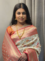 Thumbnail for NOZ2TOZ Women Red Jaal Katan Silk Saree - Distacart
