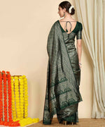 Thumbnail for Preksha Creation Designer Women Banarasi Soft Silk Saree - Green - Distacart