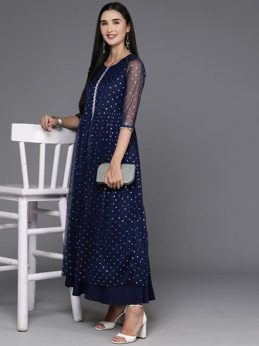 Ahalyaa Women's Traditional wear Ethnic Dress - Navy Blue - Distacart