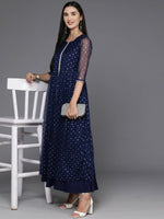 Thumbnail for Ahalyaa Women's Traditional wear Ethnic Dress - Navy Blue - Distacart