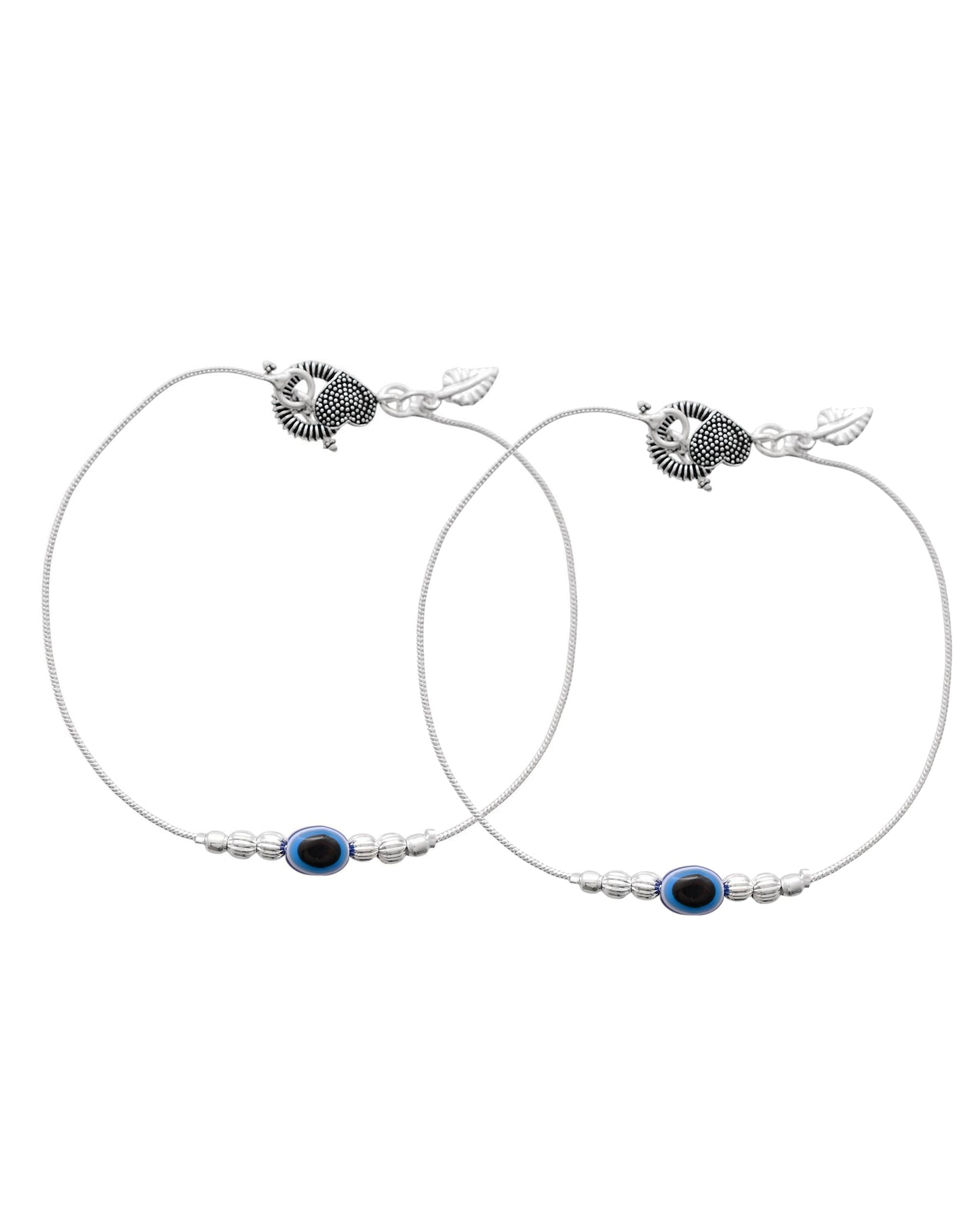Jewels Nest Oxidized Silver Heart Charm Anklet – Boho & Traditional - Distacart