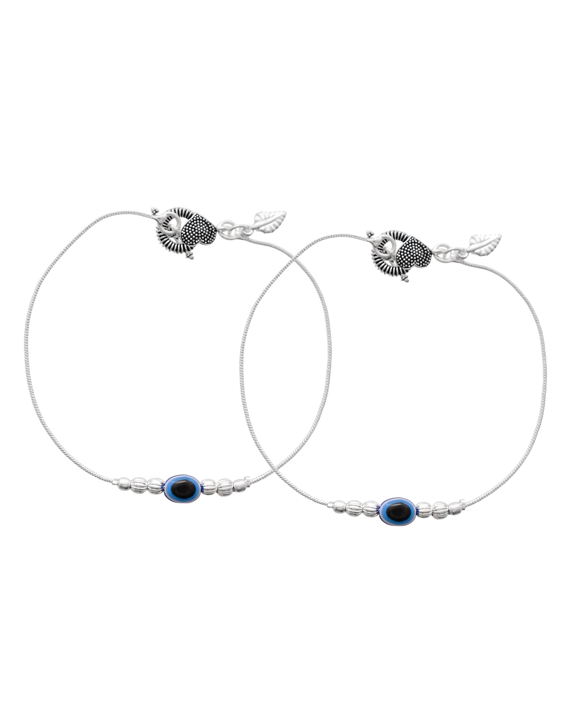 Jewels Nest Oxidized Silver Heart Charm Anklet – Boho & Traditional - Distacart