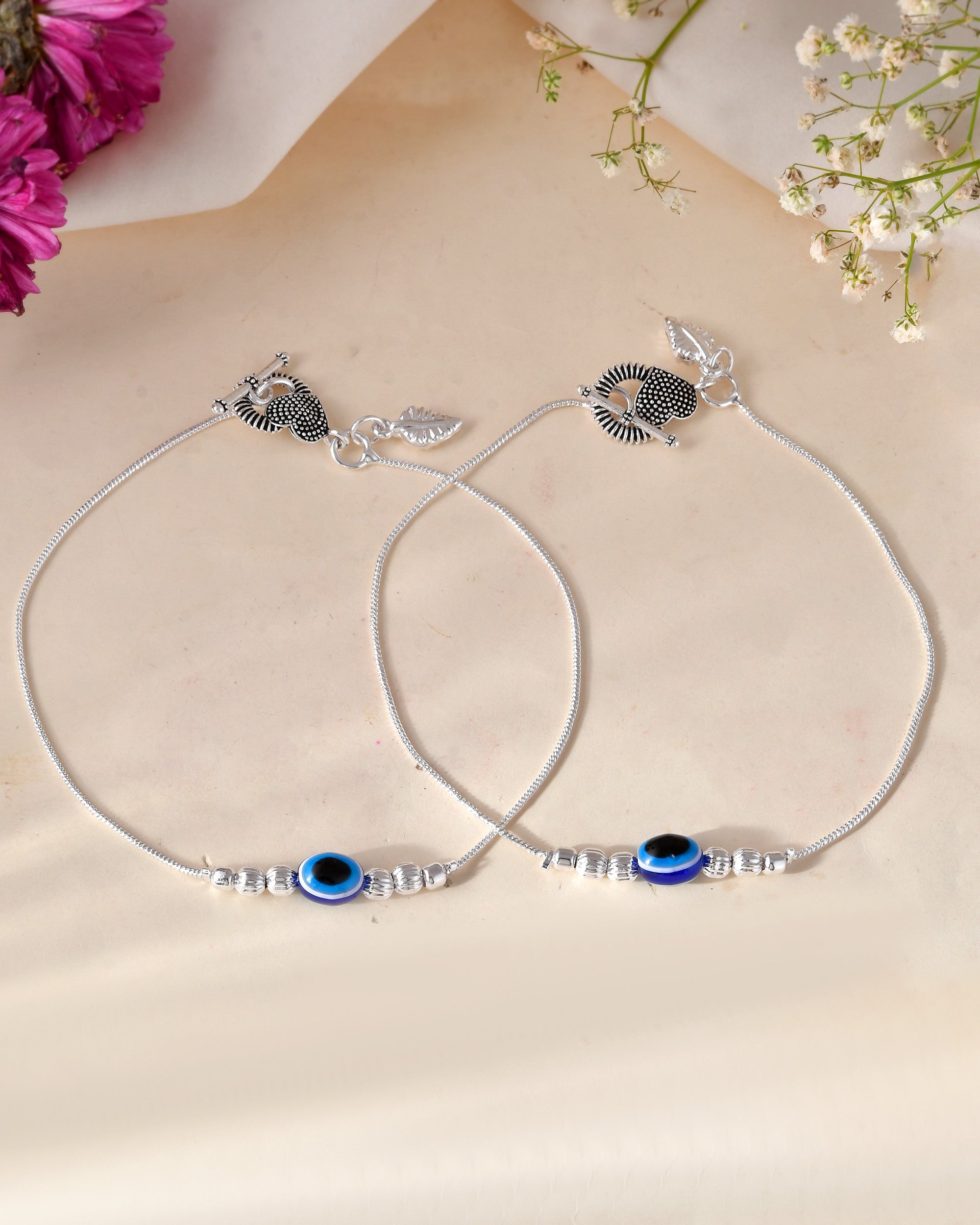 Jewels Nest Oxidized Silver Heart Charm Anklet – Boho & Traditional - Distacart