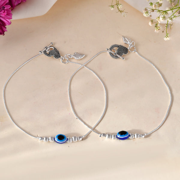 Jewels Nest Oxidized Silver Heart Charm Anklet – Boho & Traditional - Distacart