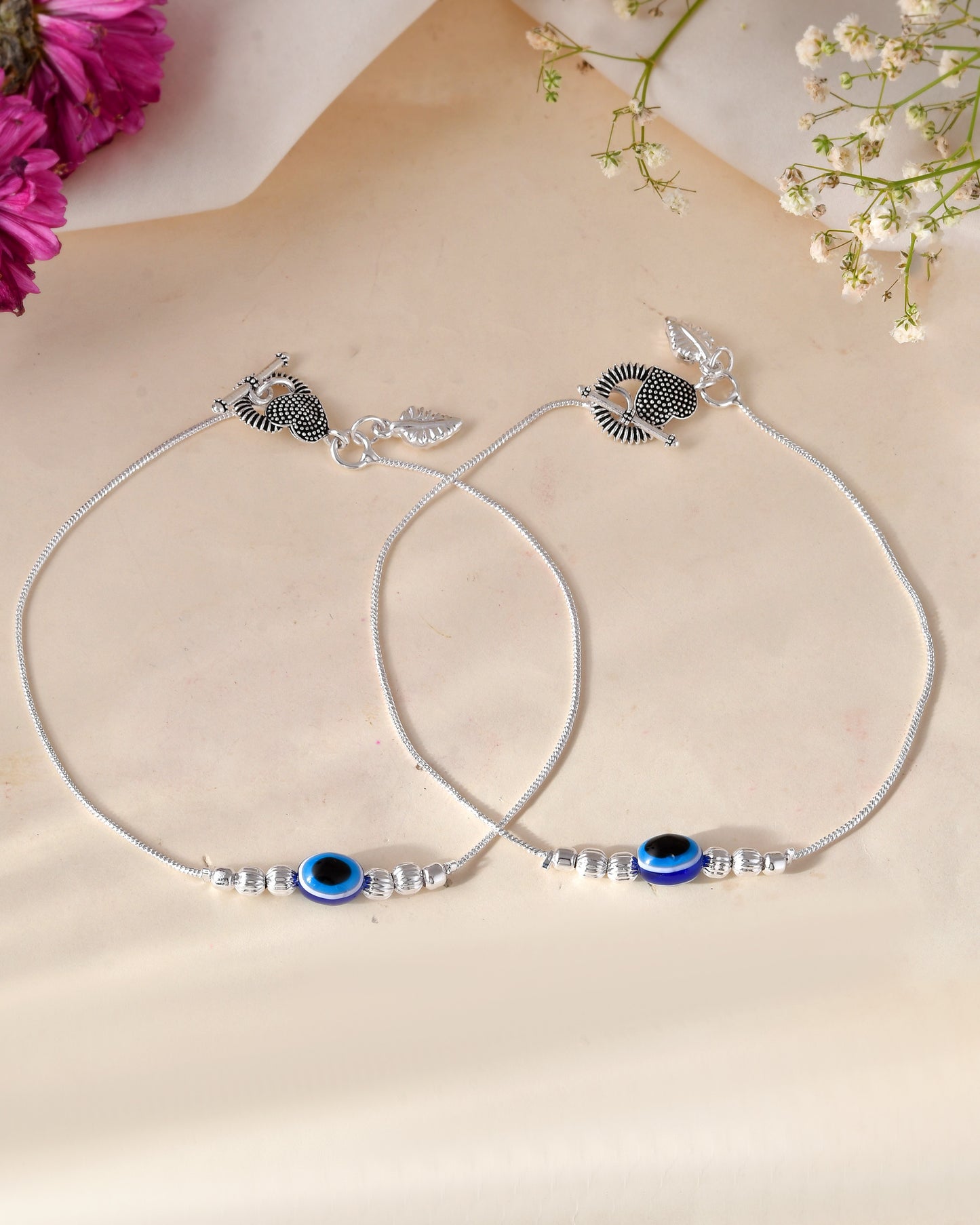 Jewels Nest Oxidized Silver Heart Charm Anklet – Boho & Traditional - Distacart