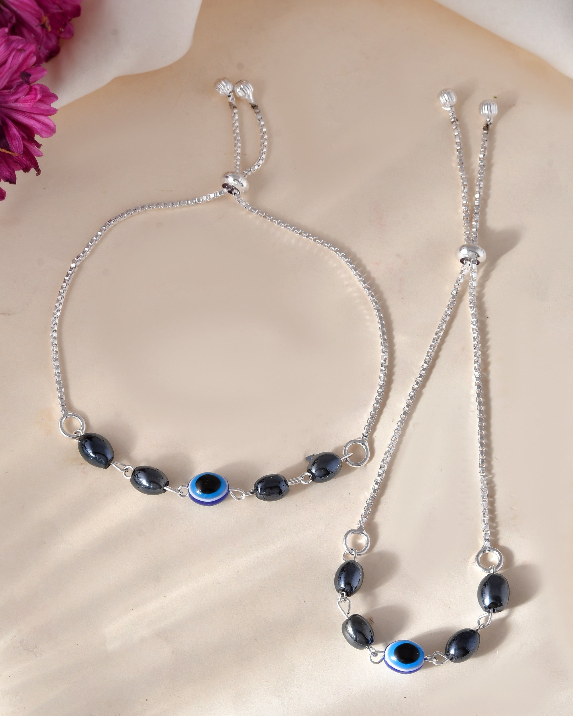 Jewels Nest Stylish Oxidized Silver & Blue Beaded Anklet – Elegant & Trendy - Distacart