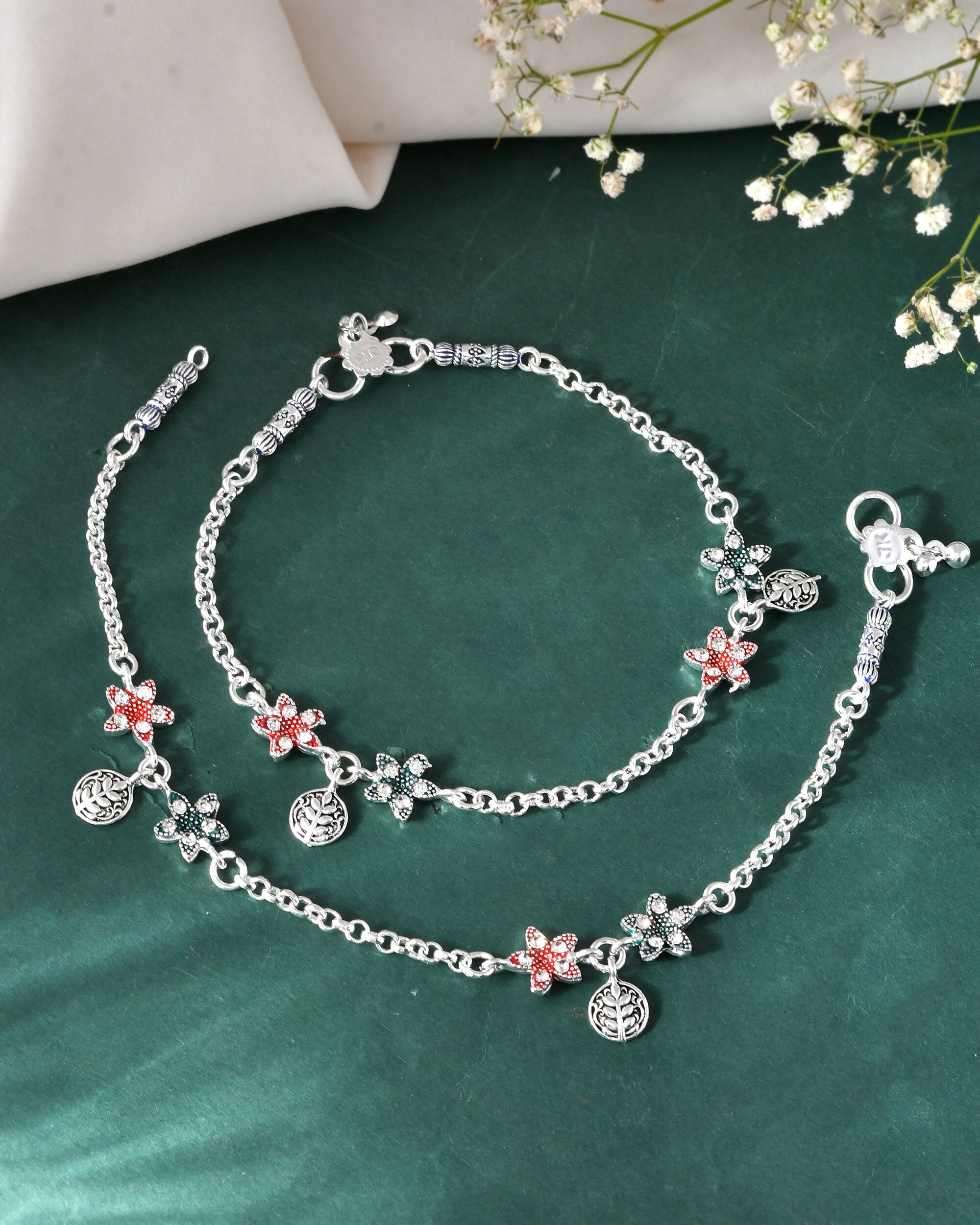 Jewels Nest Elegant Silver-Plated Star Charm Chain Anklet - Distacart