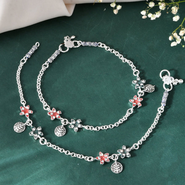 Jewels Nest Elegant Silver-Plated Star Charm Chain Anklet - Distacart