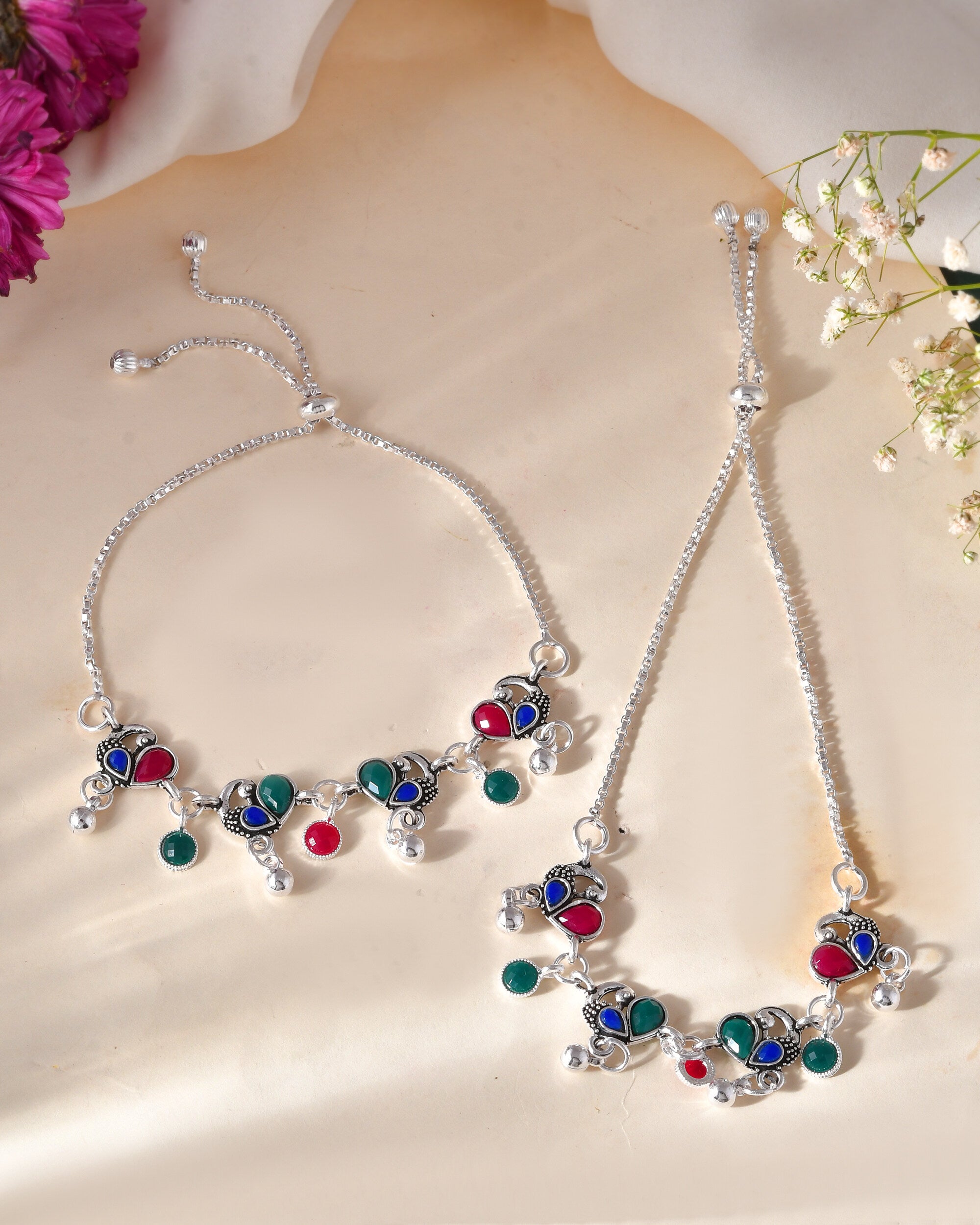 Jewels Nest Stylish Silver-Plated Designer Anklet - Distacart