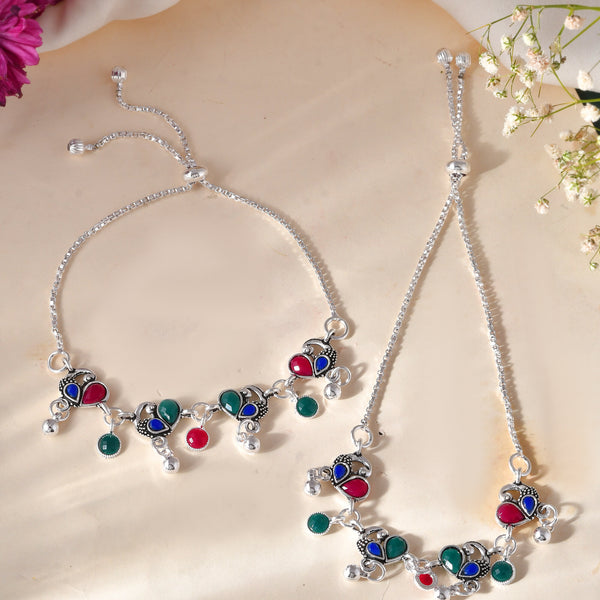 Jewels Nest Stylish Silver-Plated Designer Anklet - Distacart