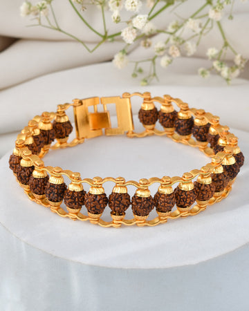 Jewels Nest Elegant Gold-Polished Rudraksha Bracelet - Distacart