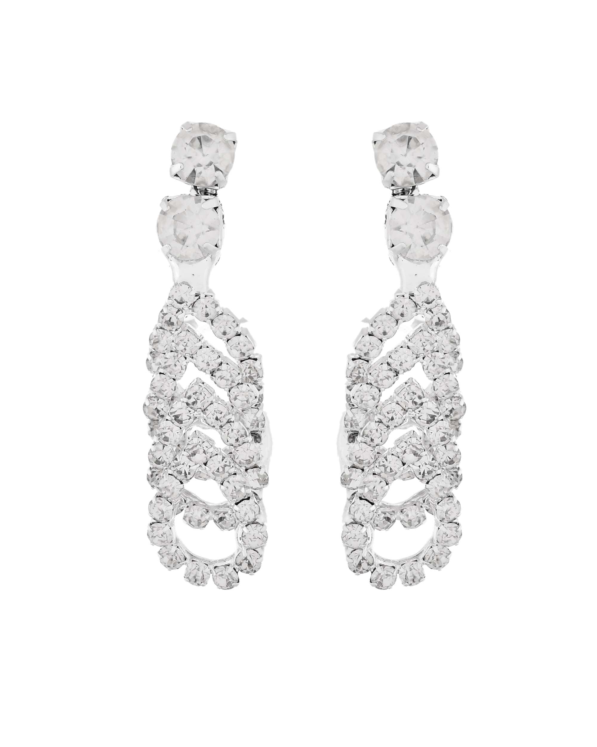 Jewels Nest Crystal-Studded Sparkling Statement Necklace & Earrings Set - Distacart