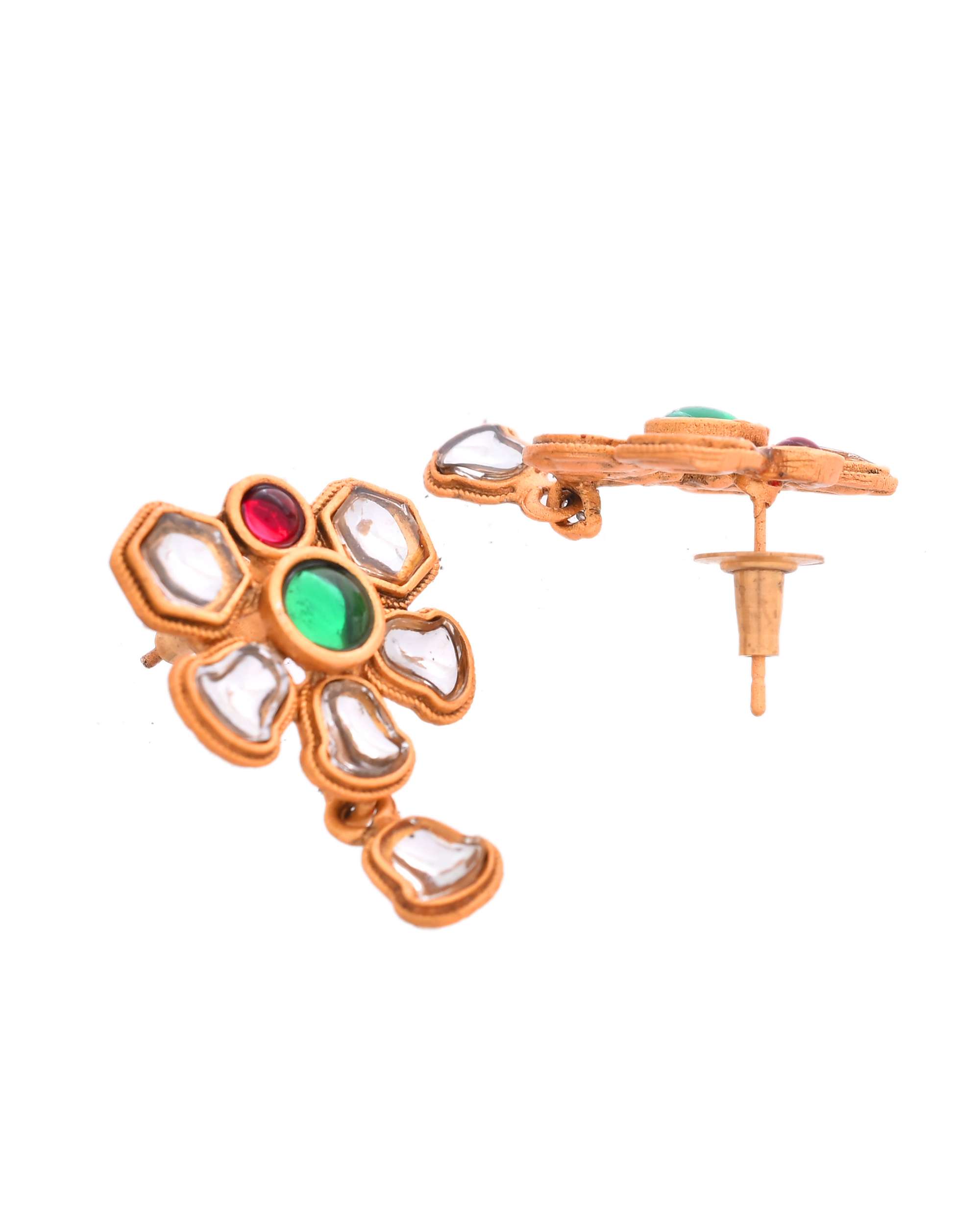 Jewels Nest Traditional Kundan Gold-Plated Jewellery Set with Mangalsutra & Earrings