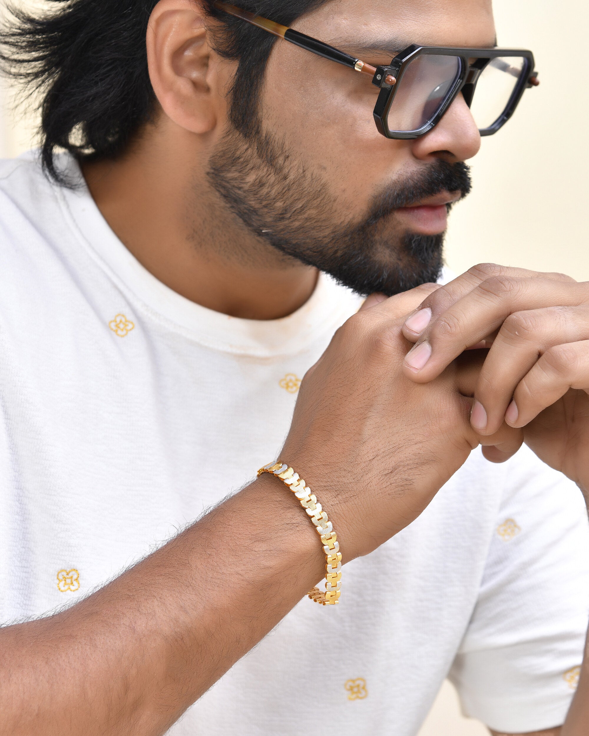 Jewels Nest Stylish Two-Tone Gold-Polished Bracelet - Distacart