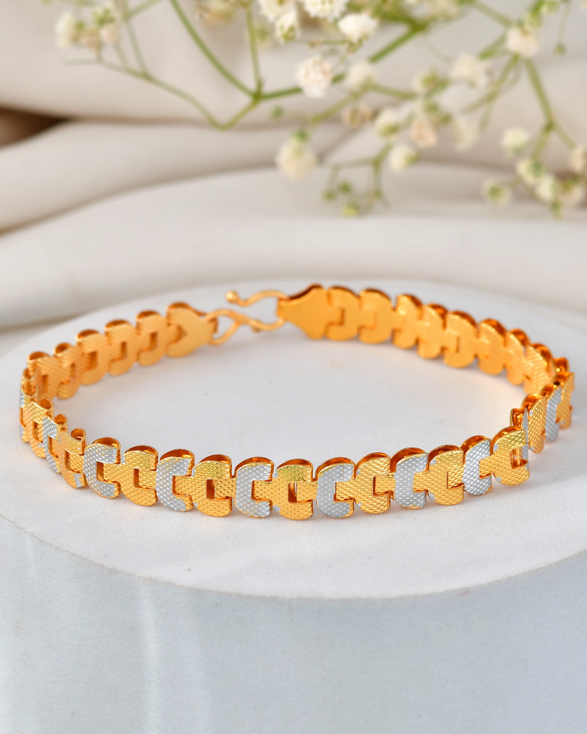 Jewels Nest Stylish Two-Tone Gold-Polished Bracelet - Distacart