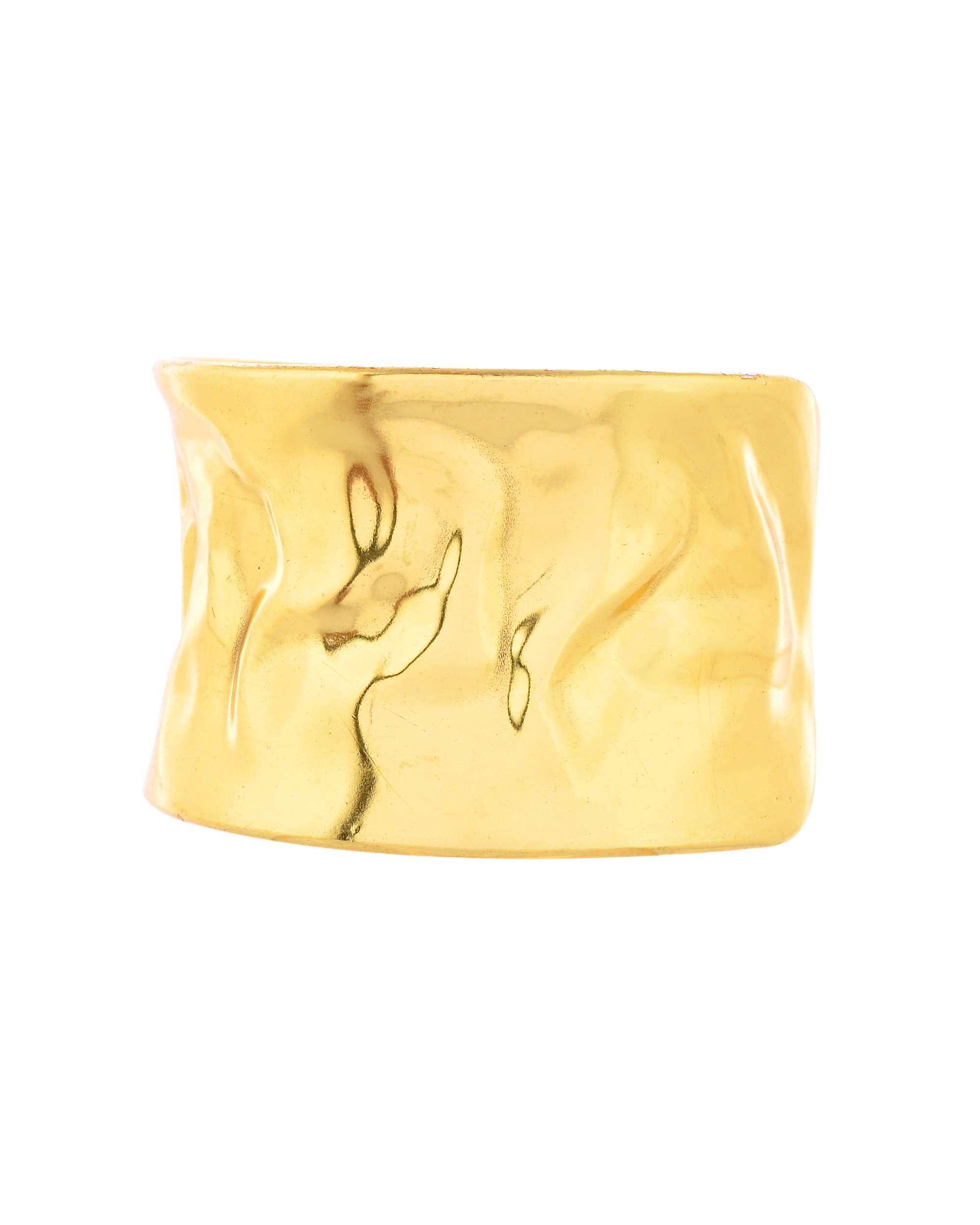 Jewels Nest Ripple Texture Wide Gold Cuff Bracelet