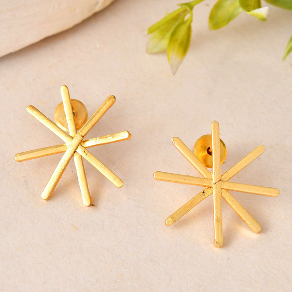 Jewels Nest Gold-Plated Statement Starburst Stud Earrings | Anti-Tarnish Bold Geometric Earwear for Women