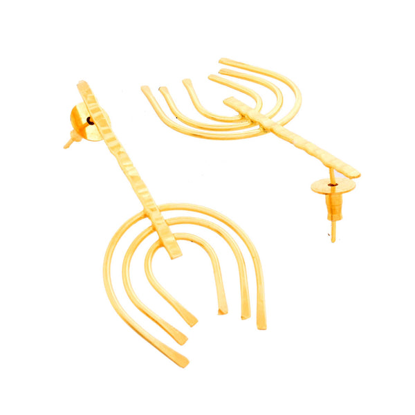 Jewels Nest Contemporary Arch Design Gold Earrings for Women – Matte Finish Statement Jewelry