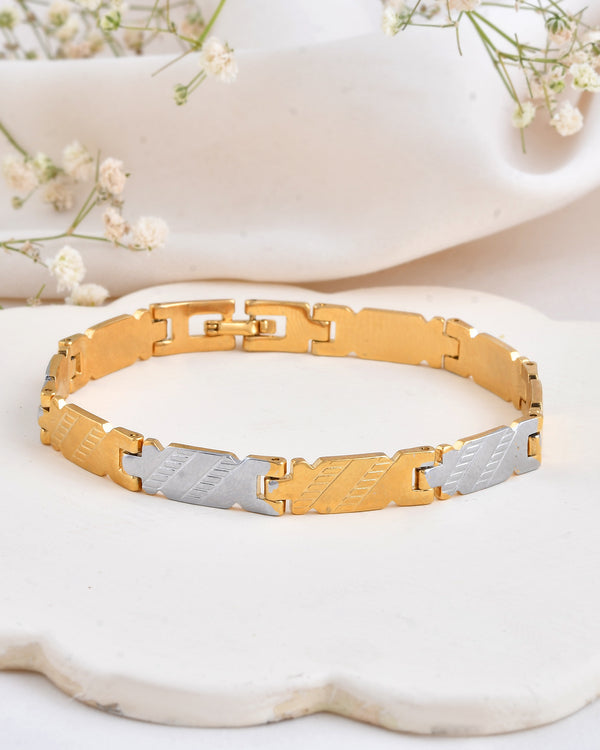 Jewels Nest Elegant Two-Tone Gold & Silver Bracelet - Distacart