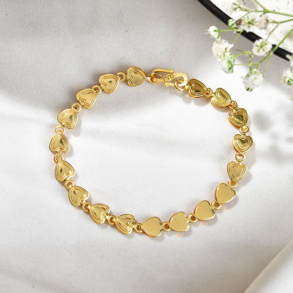 Jewels Nest Elegant Fancy Gold Bracelet with Heart-Shaped Links - Distacart