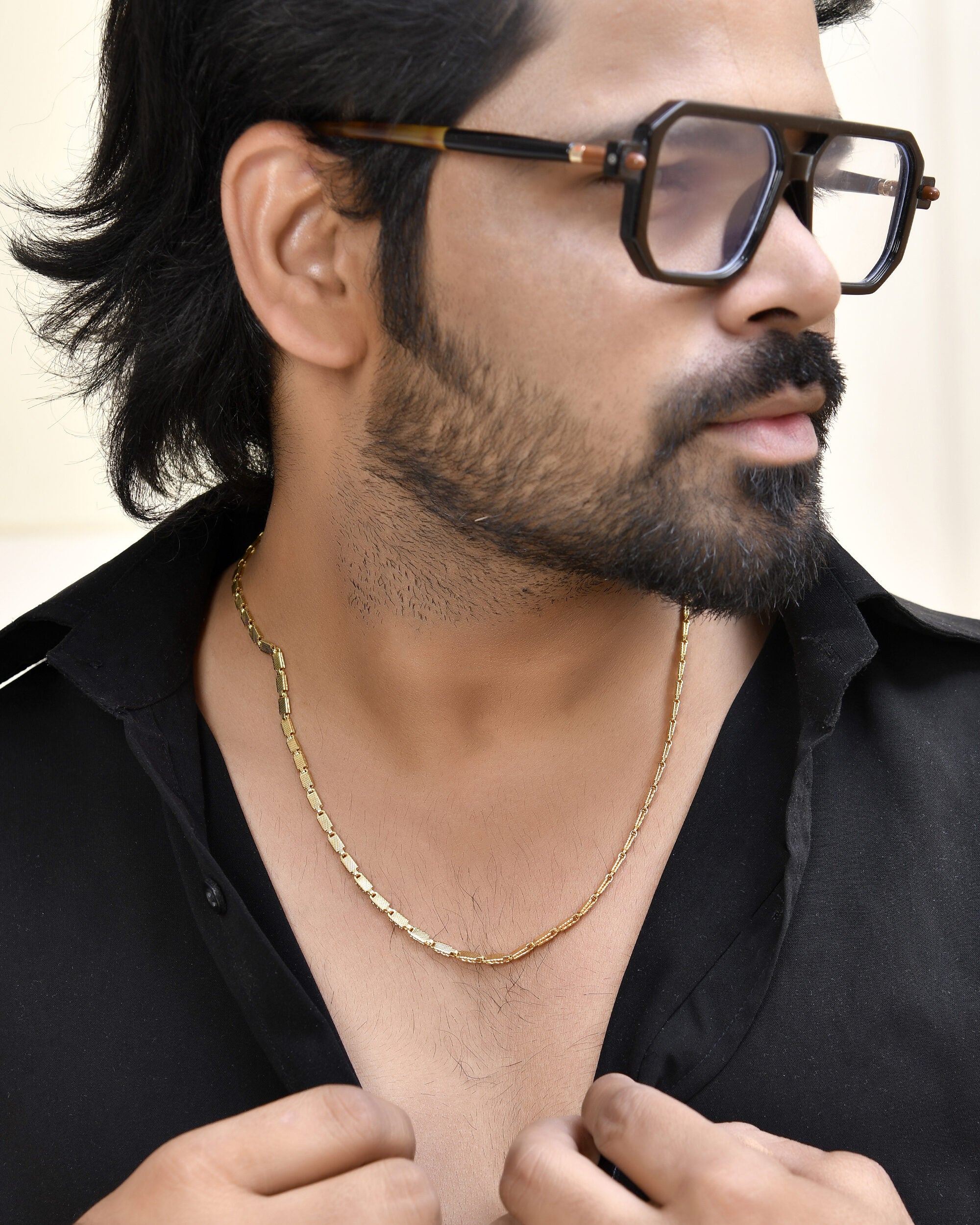 Jewels Nest Men Gold-Polished Stainless Steel Self Design Biscuit Chain - Distacart