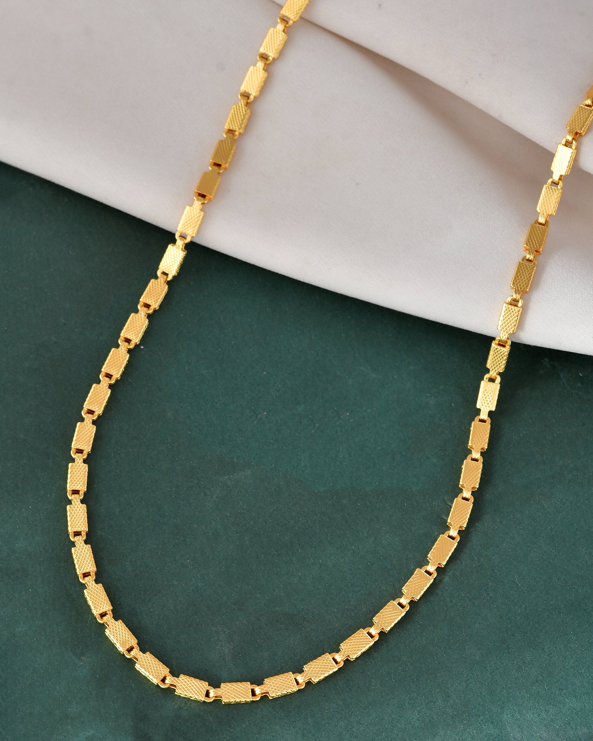 Jewels Nest Men Gold-Polished Stainless Steel Self Design Biscuit Chain - Distacart