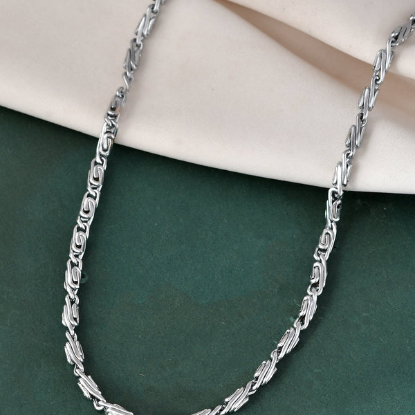Jewels Nest Men's Silver-Tone Stainless Steel Self-Design Link Chain - Distacart