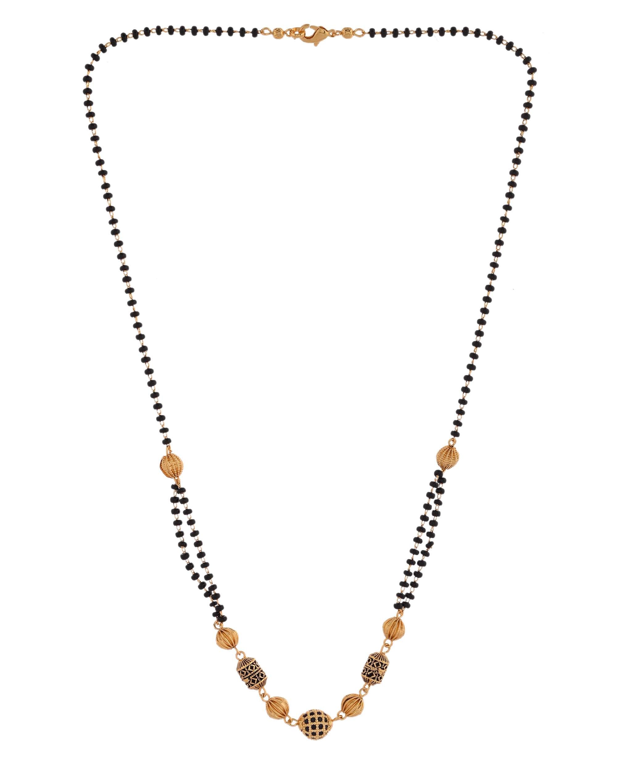 Jewels Nest Traditional Gold Bead Mangalsutra with Black Double Chain