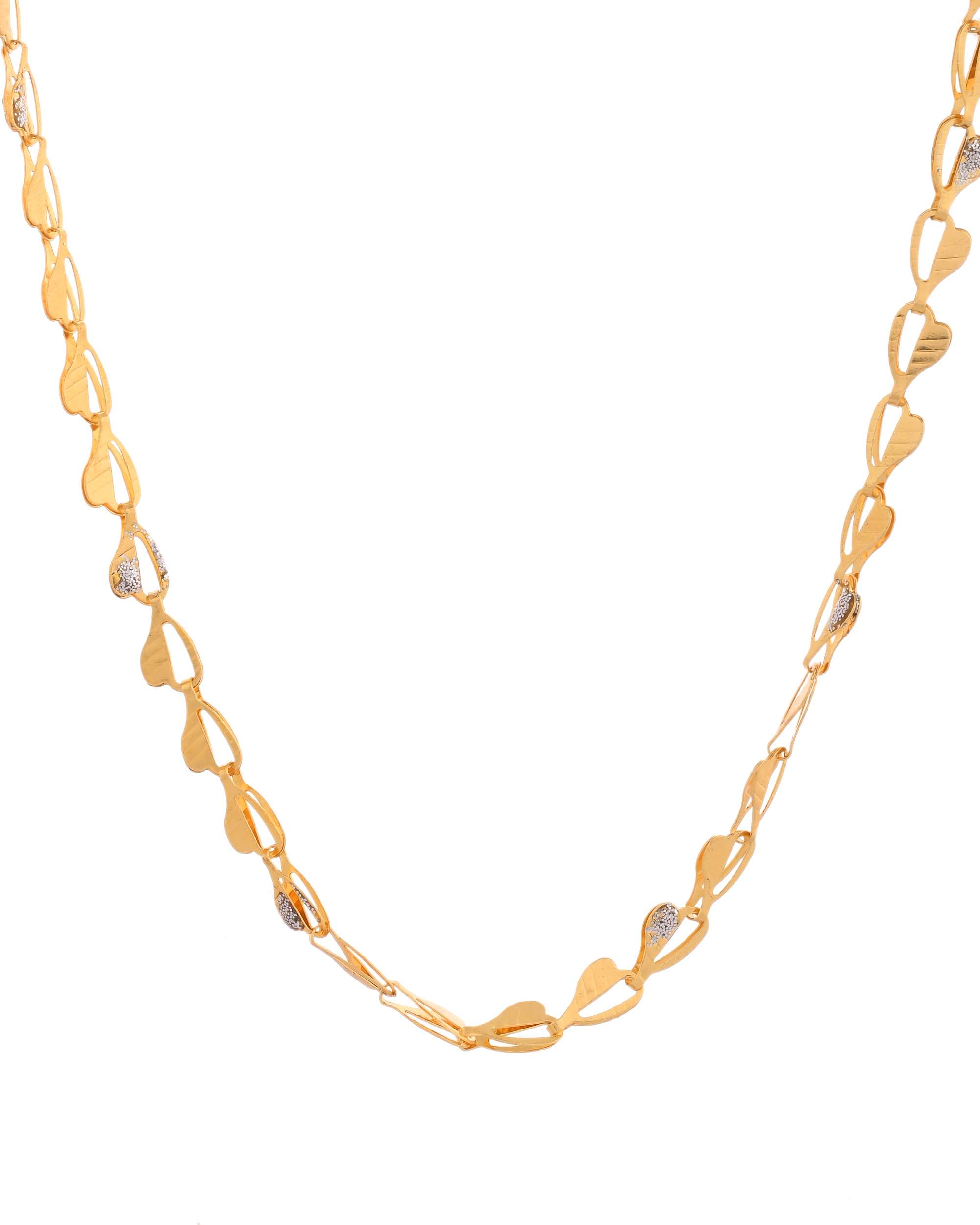 Jewels Nest Gold-Toned Heart Leaf Pattern Chain Necklace