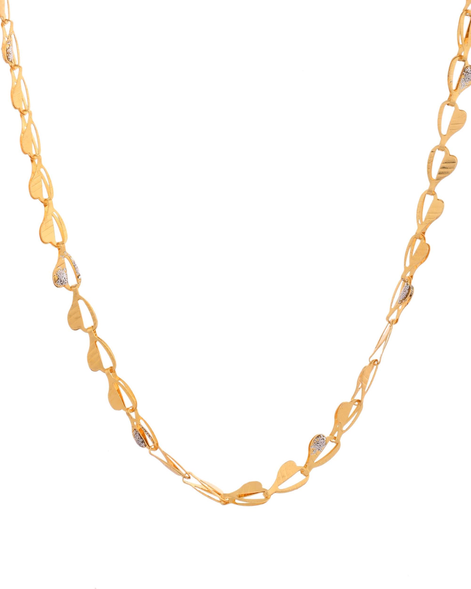 Jewels Nest Gold-Toned Heart Leaf Pattern Chain Necklace - Distacart