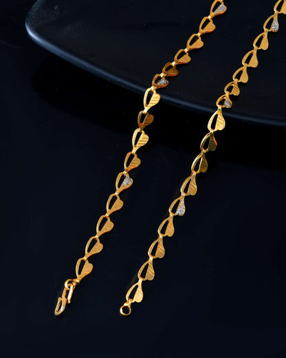 Jewels Nest Gold-Toned Heart Leaf Pattern Chain Necklace - Distacart
