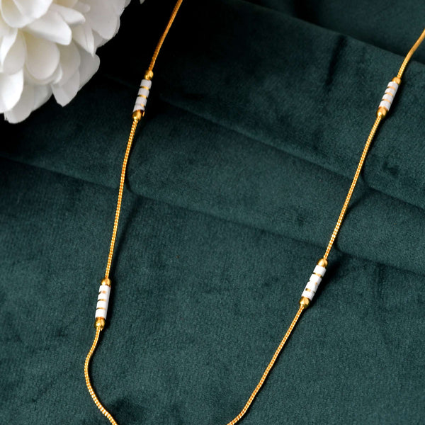 Jewels Nest Dual-Tone Cylinder Beads Gold Chain