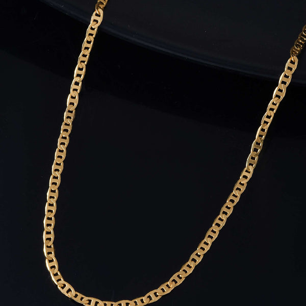 Jewels Nest Classic Glossy Gold-Tone Flat Chain for Men & Women