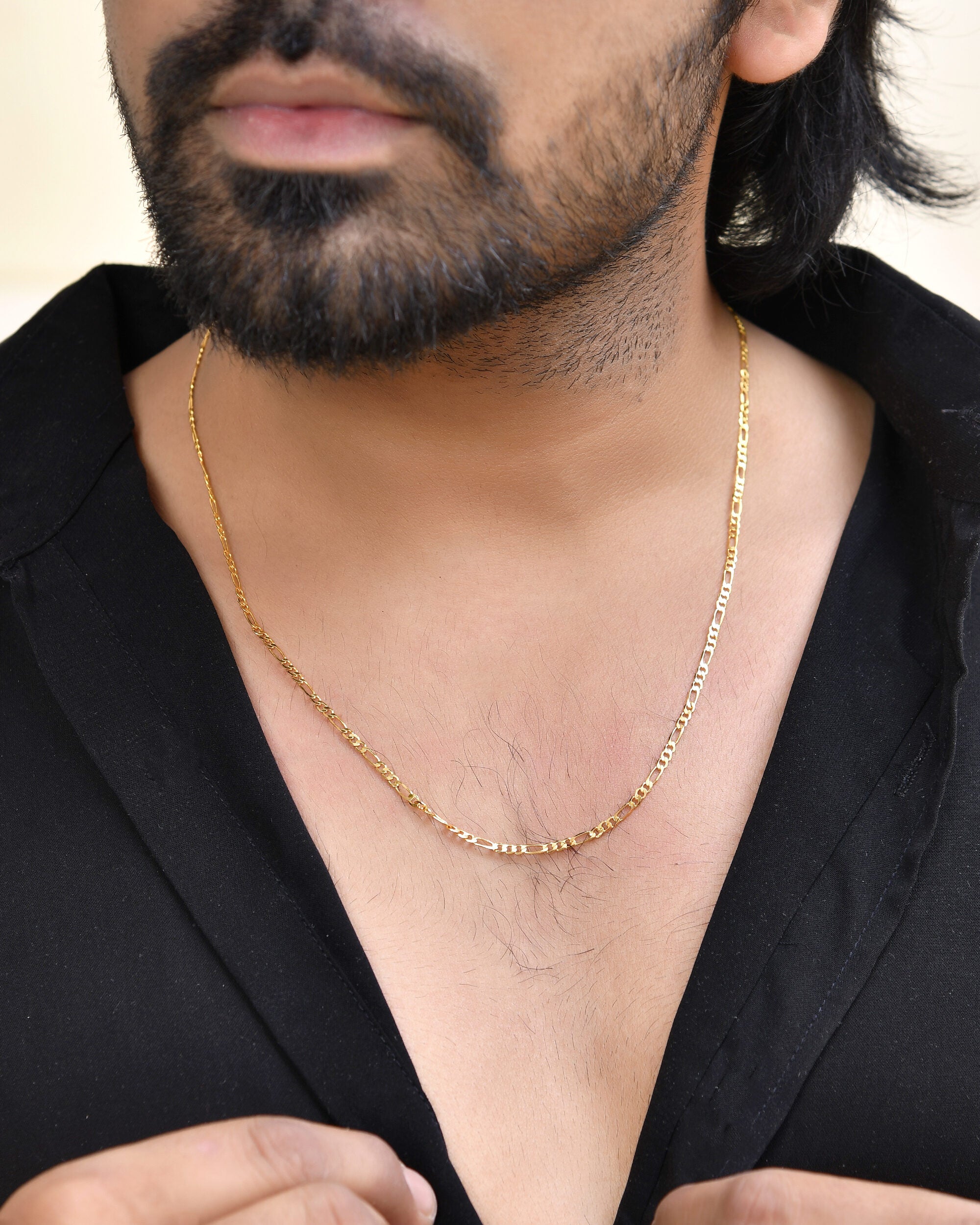 Jewels Nest Men’s Gold-Polished Stainless Steel Figaro Chain - Distacart