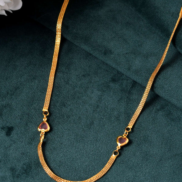 Jewels Nest Gold Plated Chain with Purple Heart Charms – Romantic Design