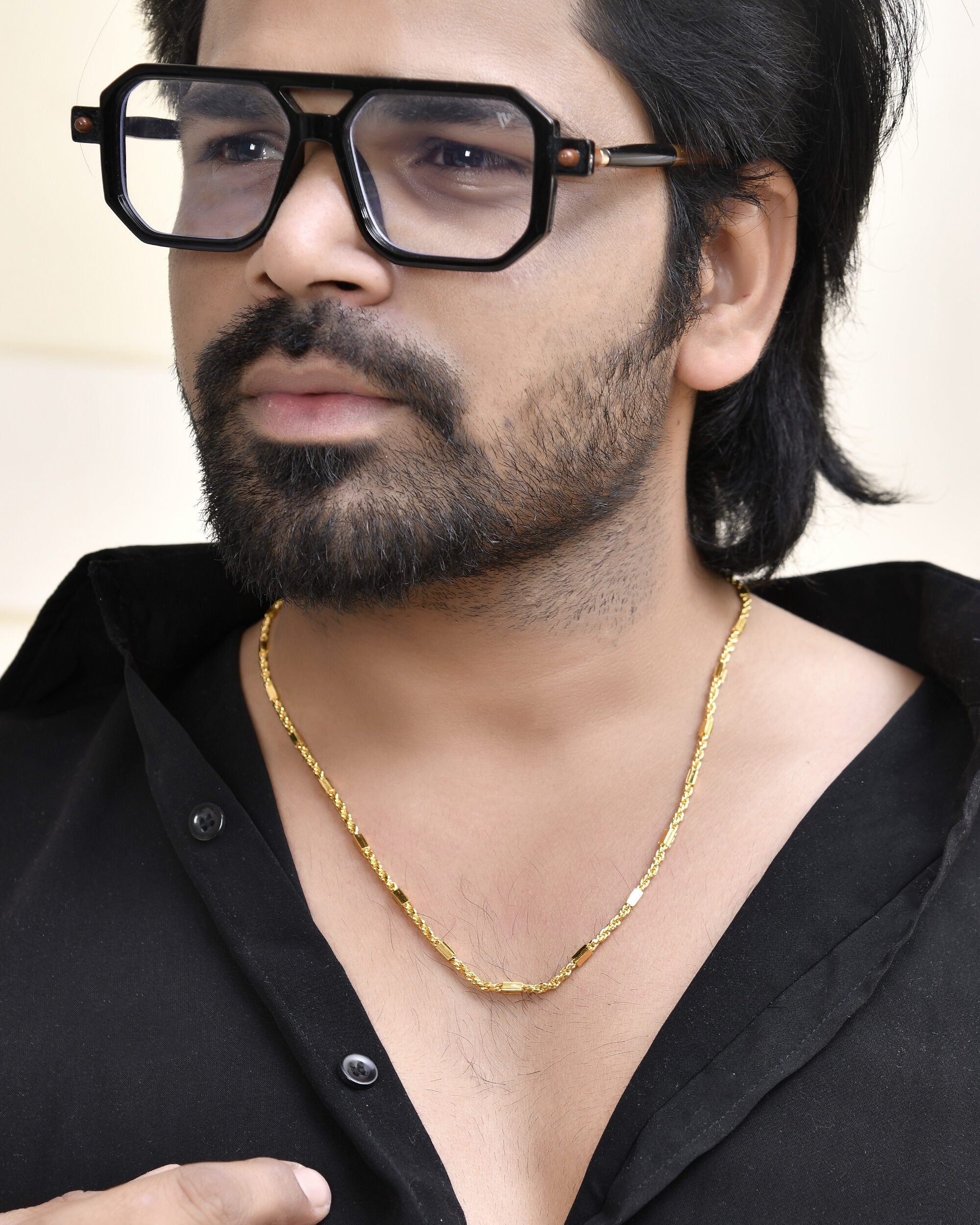 Jewels Nest Men’s Gold-Polished Stainless Steel Rascha Pipe Chain - Distacart