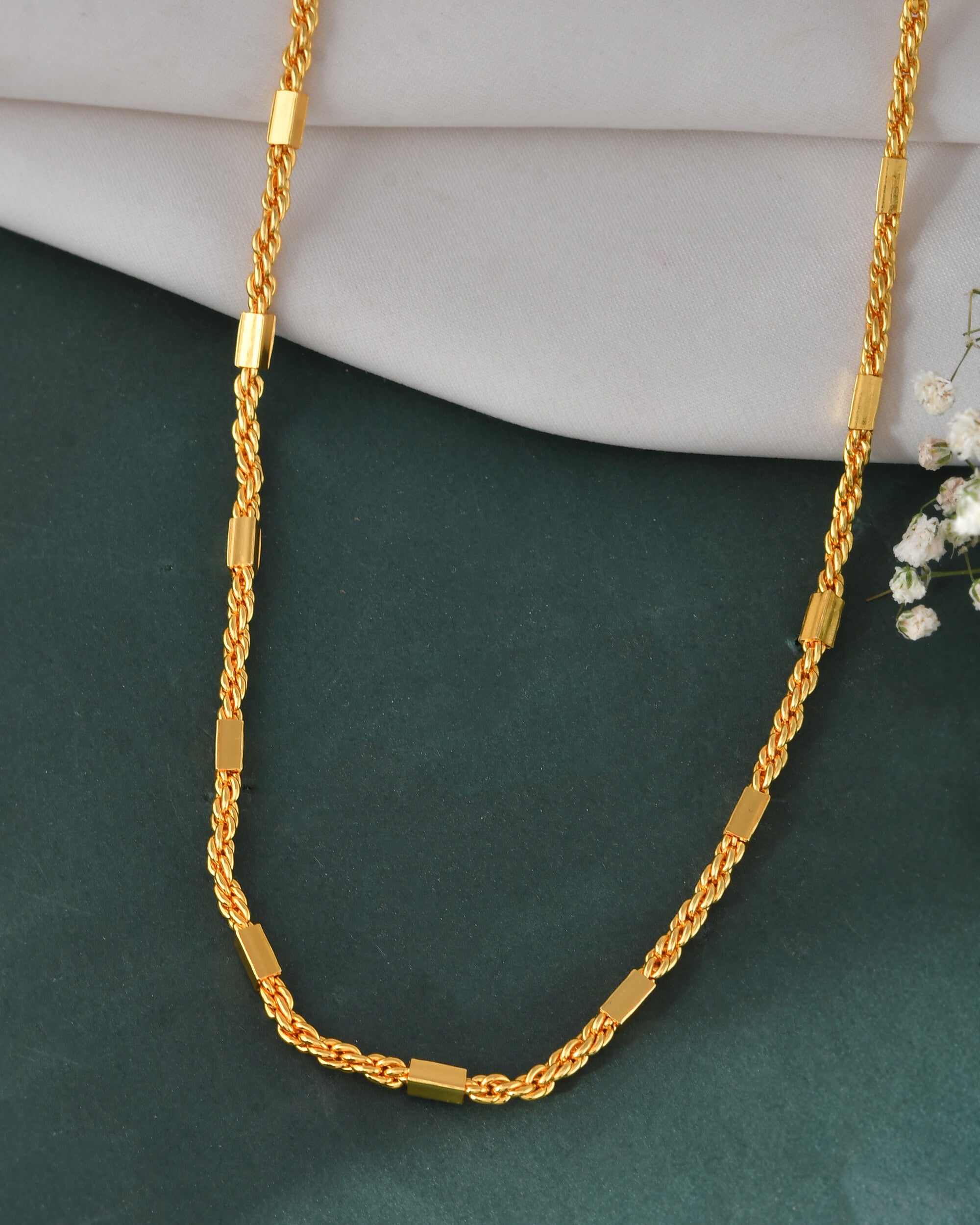 Jewels Nest Men’s Gold-Polished Stainless Steel Rascha Pipe Chain - Distacart