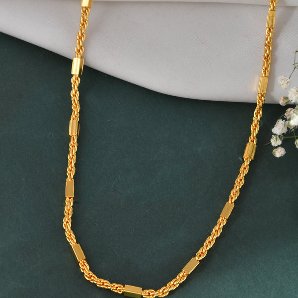 Jewels Nest Men’s Gold-Polished Stainless Steel Rascha Pipe Chain - Distacart