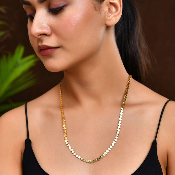 Jewels Nest Flat Coin-Link Chain in Gold Finish – Unisex Minimalist Jewelry