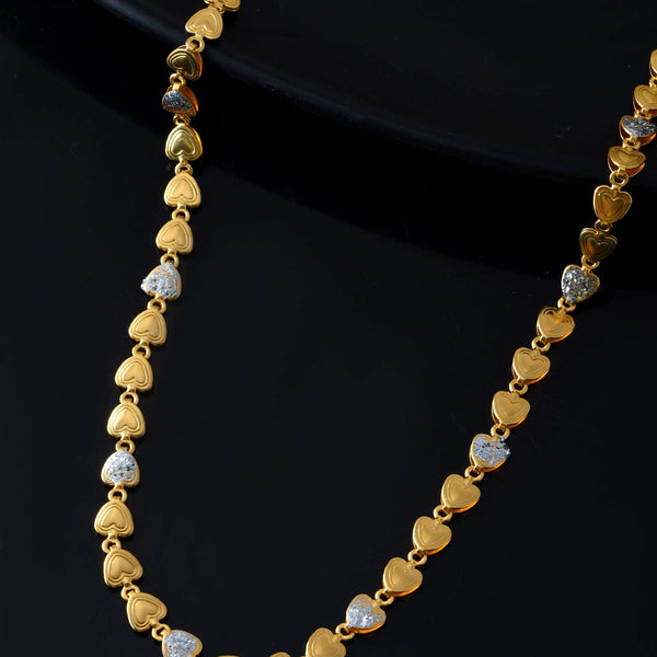 Jewels Nest Gold-Toned Love Motif Chain with Diamond-Like Detailing
