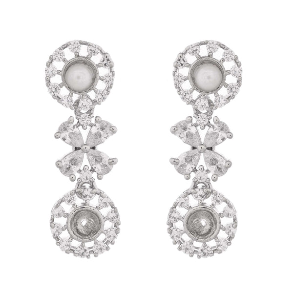 Jewels Nest Silver-Plated Pearl & American Diamond Floral Necklace Set - Distacart