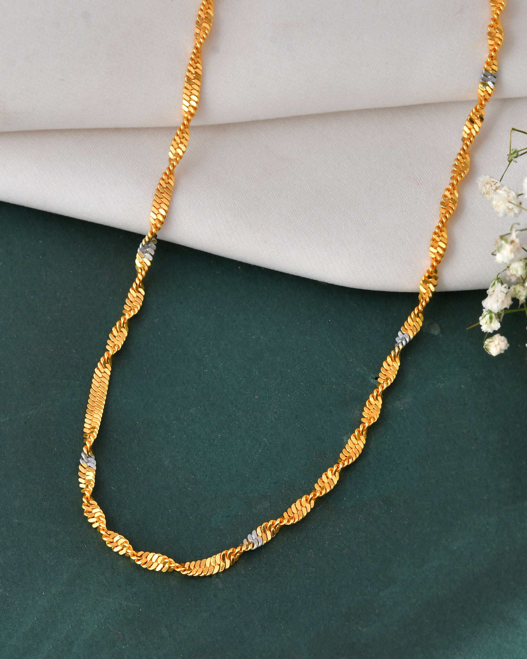 Jewels Nest Elegant Gold-Polished Twisted Brass Chains with Sparkling Silver Accents - Distacart