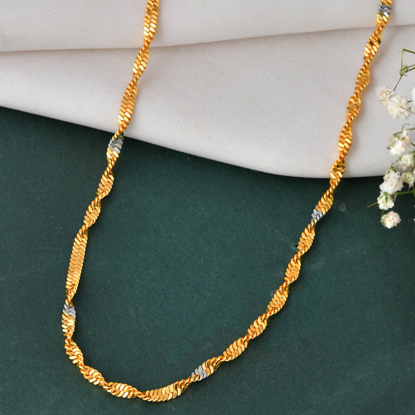 Jewels Nest Elegant Gold-Polished Twisted Brass Chains with Sparkling Silver Accents - Distacart