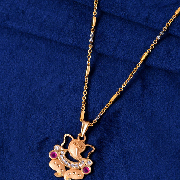 Jewels Nest Traditional Gold-Tone Pendant Chain with Ruby Accents