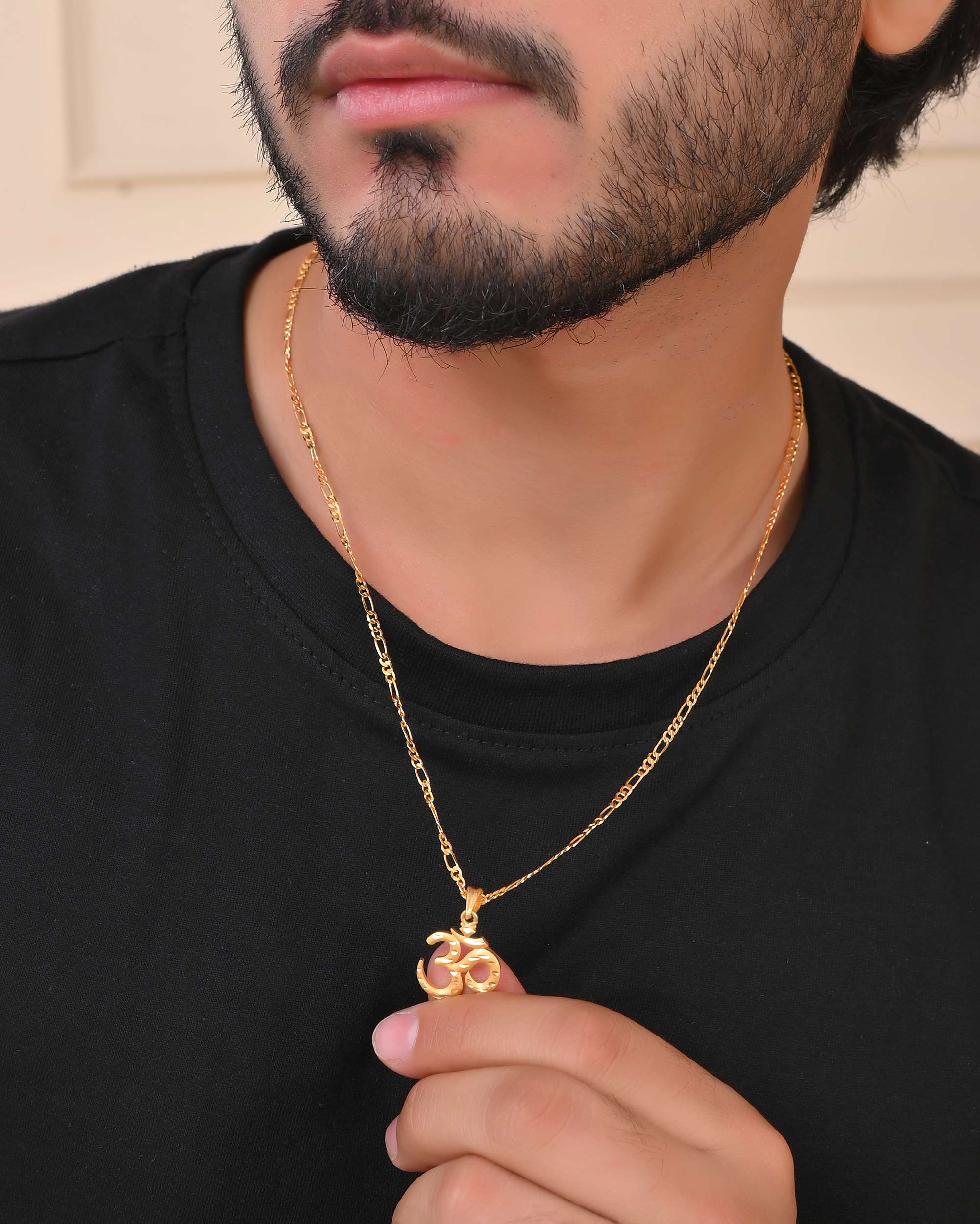 Jewels Nest Gold-Toned Om Pendant Chain for Men & Women | Devotional Lord Shiva Jewelry