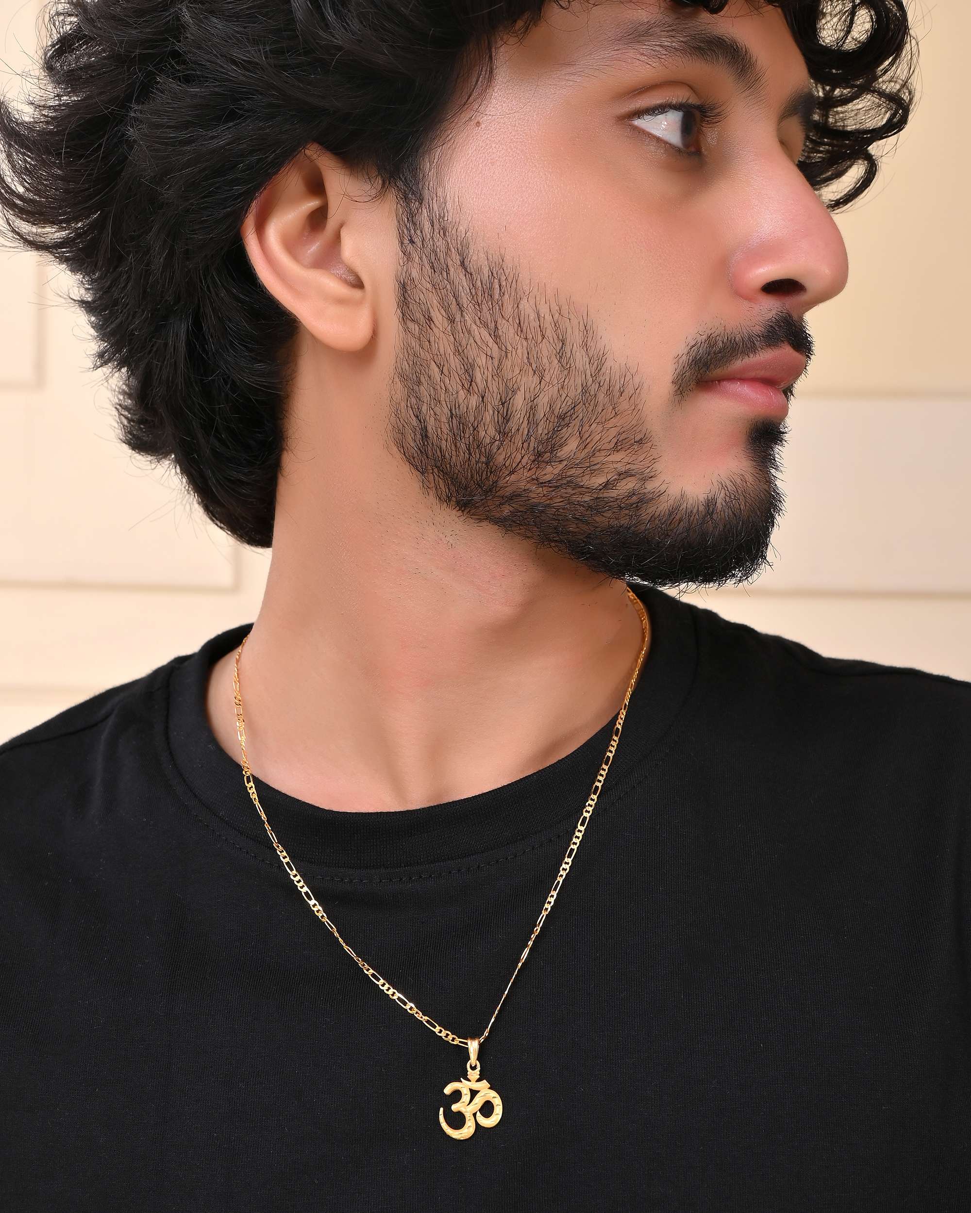 Jewels Nest Gold-Toned Om Pendant Chain for Men & Women | Devotional Lord Shiva Jewelry